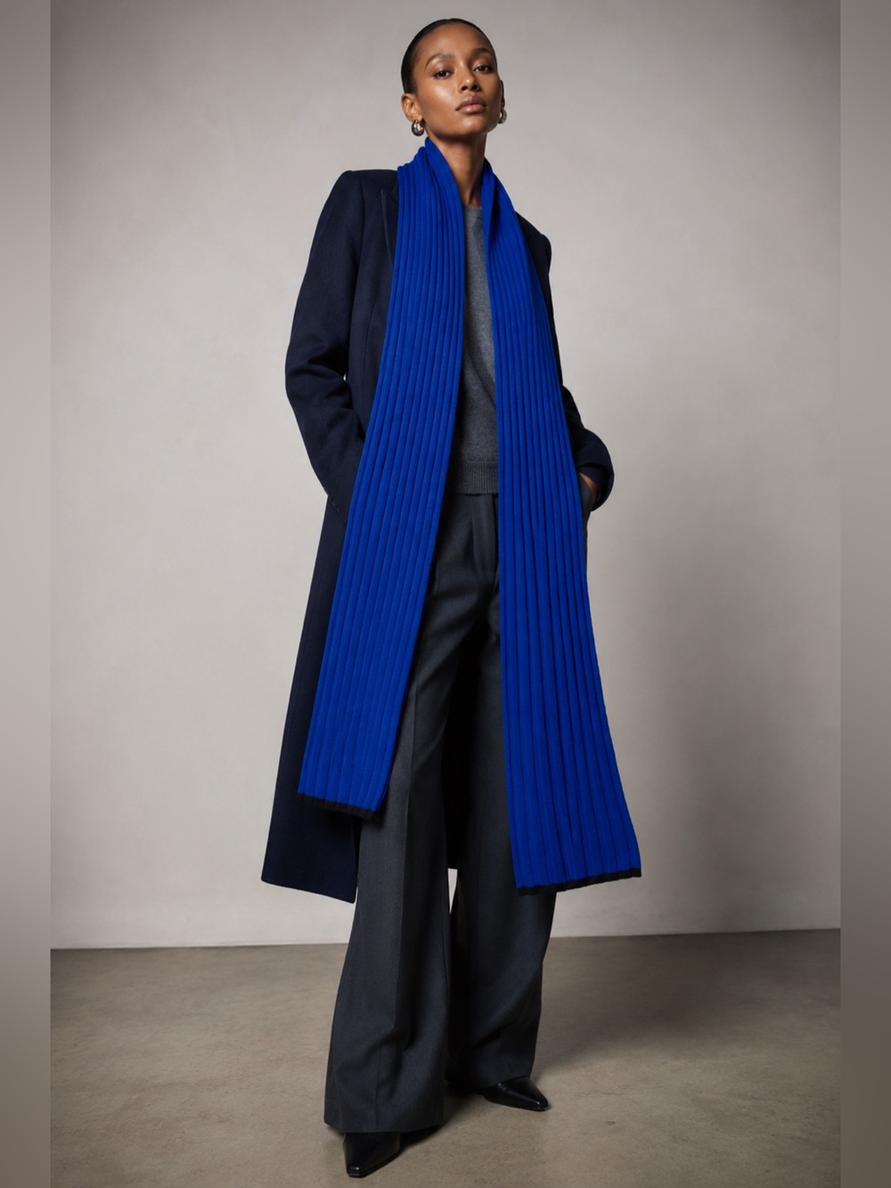 GAP Royal Blue Ribbed Wool Blend Scarf NWT One Size Long Knit Cobalt Blue